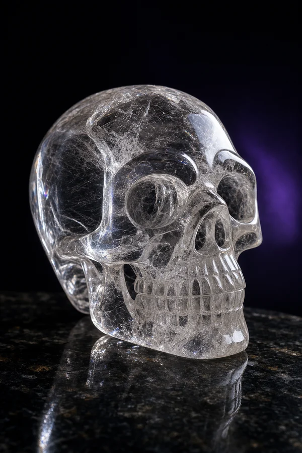 Hand-carved natural crystal skull for sale — Dragonflies and Lilies live show on Whatnot