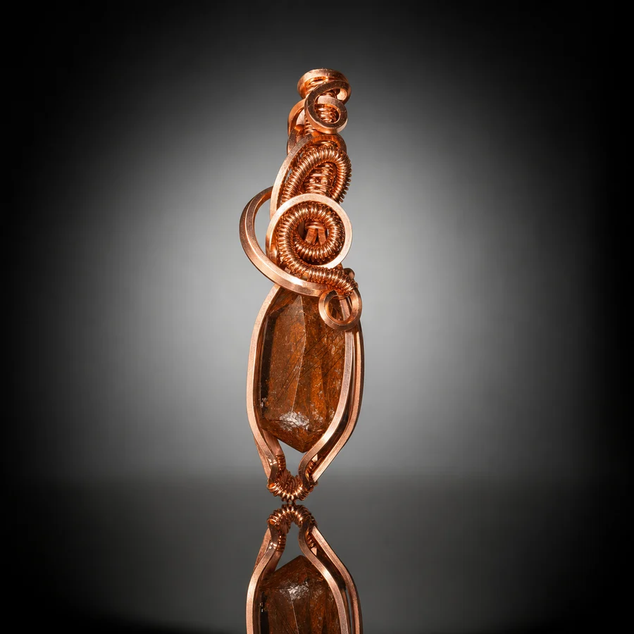 Garden Quartz and Rutile Copper Pendant