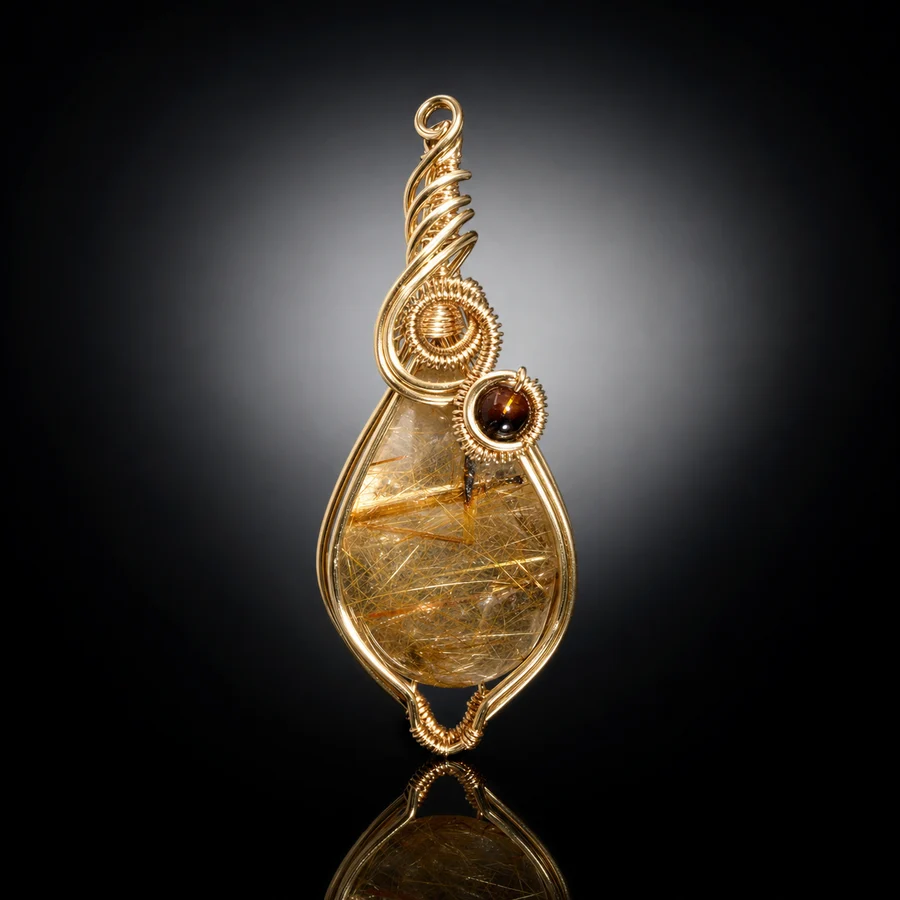 Golden Rutile Pendant — Silver Plated Copper