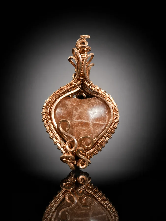 Handcrafted Sunstone & Moonstone Heart Pendant